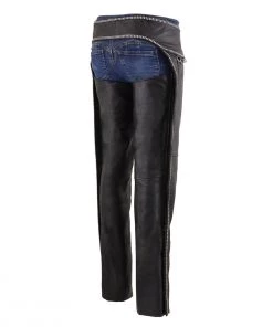 Milwaukee Leather MLL6502 Ladies Black Classic Leather Chaps With Rhinestones Bling Motorycle Pants & Chaps