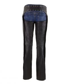 Milwaukee Leather MLL6503 Ladies Black Classic Leather Chaps With Rivet Design