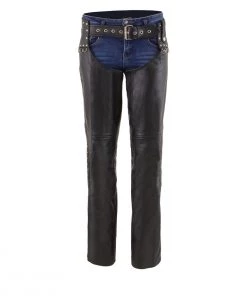 Milwaukee Leather MLL6503 Ladies Black Classic Leather Chaps With Rivet Design