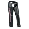Motorycle Pants & Chaps Milwaukee Leather MLL6515 Women's 'Pink Stripe' Classic Black Rub-Off Low-Rise Leather Chaps