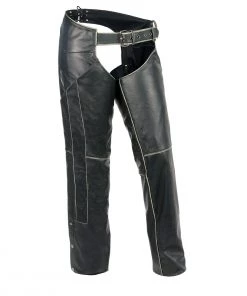 Motorycle Pants & Chaps Milwaukee Leather MLL6516 Women's Classic Black Rub-Off Low-Rise Leather Chaps