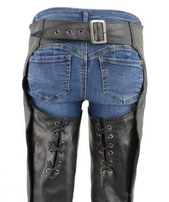 Milwaukee Leather MLL6520 Women’s 'Laced' Black Leather Motorcycle Chaps Motorycle Pants & Chaps