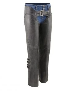 Milwaukee Leather MLL6520 Women’s 'Laced' Black Leather Motorcycle Chaps Motorycle Pants & Chaps