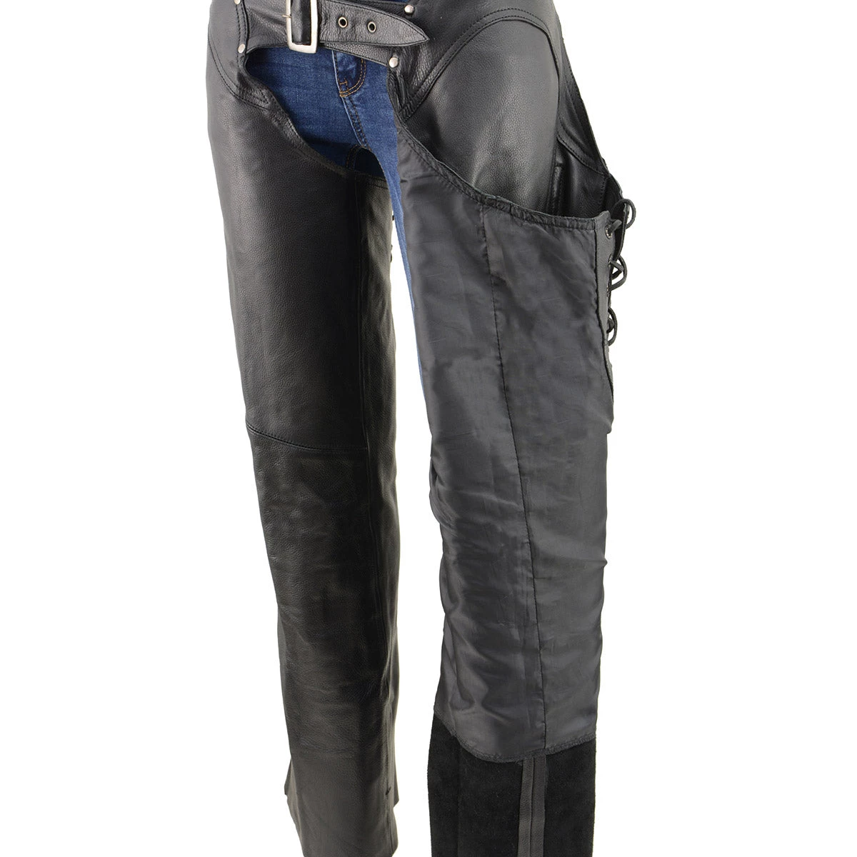 Milwaukee Leather MLL6520 Women’s 'Laced' Black Leather Motorcycle Chaps Motorycle Pants & Chaps