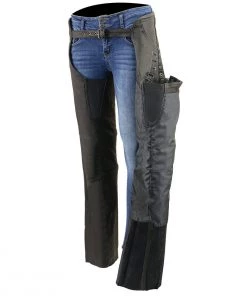 Milwaukee Leather MLL6535 Women's Black Lightweight Hip Set Leather Chaps Motorycle Pants & Chaps