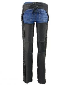 Milwaukee Leather MLL6535 Women's Black Lightweight Hip Set Leather Chaps Motorycle Pants & Chaps