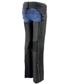Milwaukee Leather MLL6535 Women's Black Lightweight Hip Set Leather Chaps Motorycle Pants & Chaps