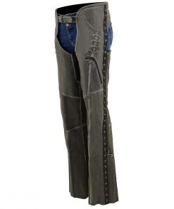Motorycle Pants & Chaps Milwaukee Leather MLL6536 Women's'Elegant' Distressed Grey Leather Chaps