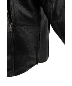 Milwaukee Leather MLM1500 Men's Crossover Black Leather Scooter Jacket With Reflective Skulls Leather Motorcycle Jackets