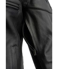 Milwaukee Leather MLM1500 Men's Crossover Black Leather Scooter Jacket With Reflective Skulls Leather Motorcycle Jackets