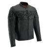 Milwaukee Leather MLM1500 Men's Crossover Black Leather Scooter Jacket With Reflective Skulls Leather Motorcycle Jackets