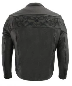 Milwaukee Leather MLM1501 Men's Black'Cool-Tec' Leather Crossover Scooter Jacket With Reflective Skulls Cool-Tec Jackets