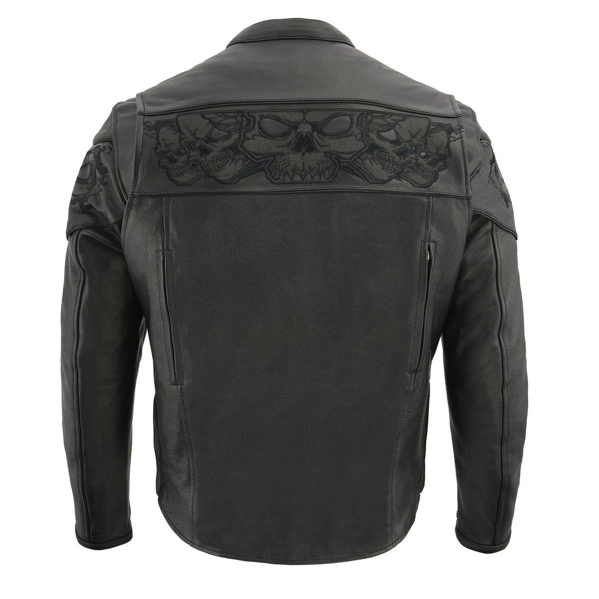 Milwaukee Leather MLM1501 Men's Black 'Cool-Tec' Leather Crossover Scooter Jacket With Reflective Skulls Cool-Tec Jackets