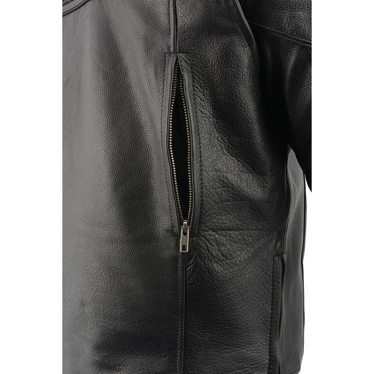 Milwaukee Leather MLM1501 Men's Black 'Cool-Tec' Leather Crossover Scooter Jacket With Reflective Skulls Cool-Tec Jackets