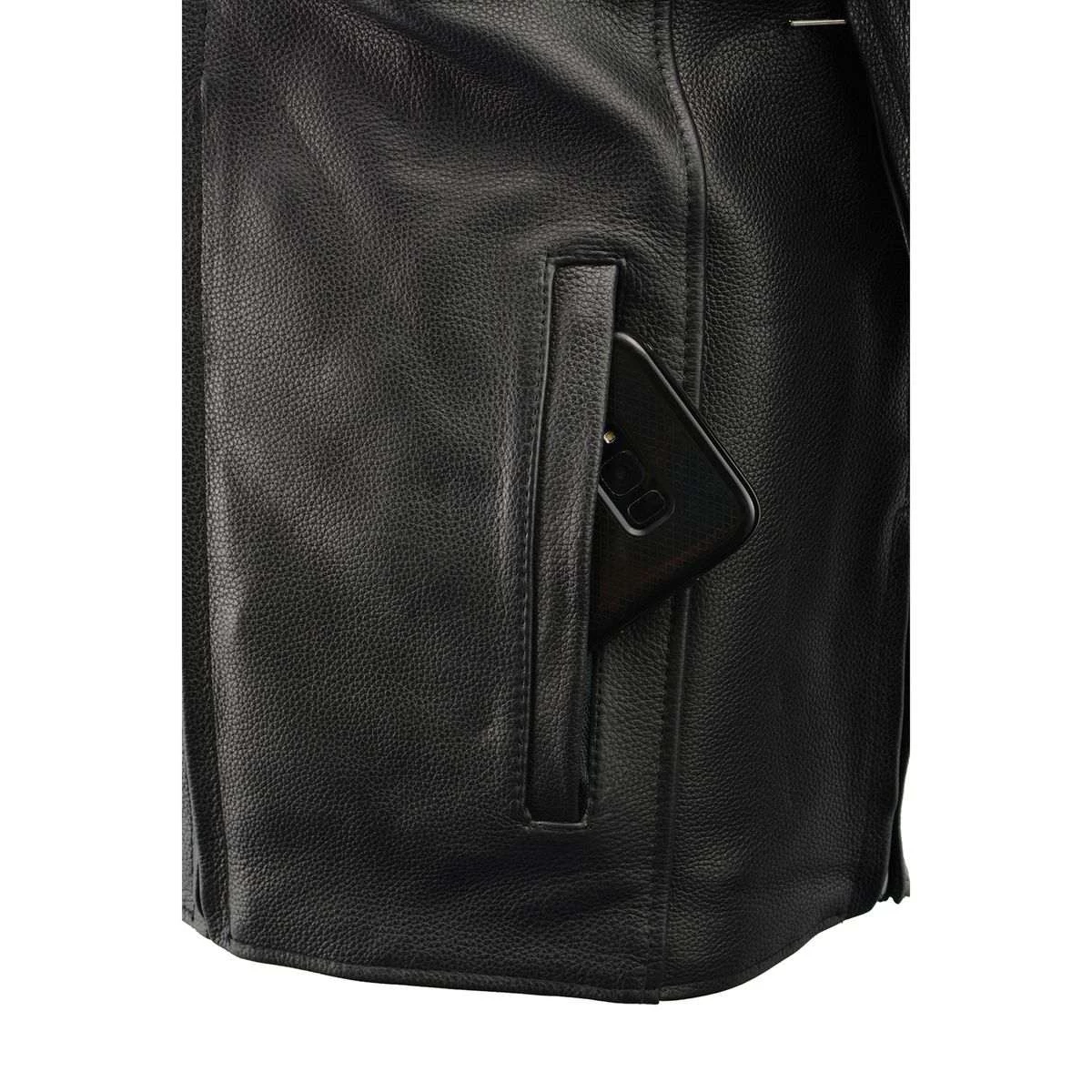 Milwaukee Leather MLM1501 Men's Black 'Cool-Tec' Leather Crossover Scooter Jacket With Reflective Skulls Cool-Tec Jackets