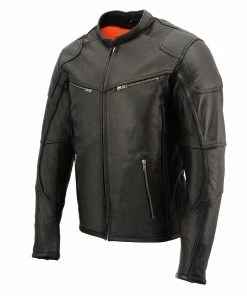 Cool-Tec Jackets Milwaukee Leather MLM1502 Men's Black'Cool-Tec' Vented Leather Scooter Jacket