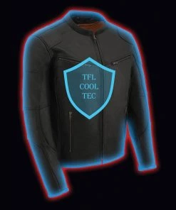 Cool-Tec Jackets Milwaukee Leather MLM1502 Men's Black'Cool-Tec' Vented Leather Scooter Jacket