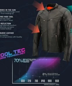 Cool-Tec Jackets Milwaukee Leather MLM1502 Men's Black 'Cool-Tec' Vented Leather Scooter Jacket