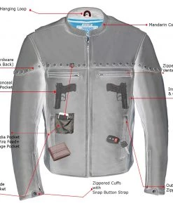 Milwaukee Leather MLM1504 Men's Black ‘The Skelly Racer’ Premium Moto Leather Jacket