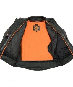 Milwaukee Leather MLM1505 Men's'Assault Racer' Black Leather Jacket With Triple Side Straps Leather Motorcycle Jackets