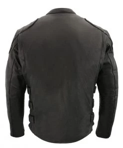 Milwaukee Leather MLM1505 Men's'Assault Racer' Black Leather Jacket With Triple Side Straps Leather Motorcycle Jackets