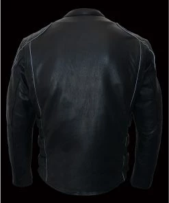 Milwaukee Leather MLM1505 Men's'Assault Racer' Black Leather Jacket With Triple Side Straps Leather Motorcycle Jackets
