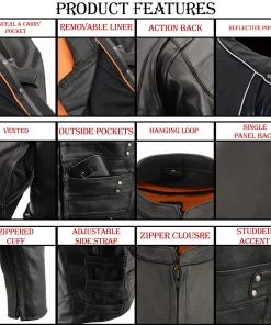 Milwaukee Leather MLM1505 Men's'Assault Racer' Black Leather Jacket With Triple Side Straps Leather Motorcycle Jackets