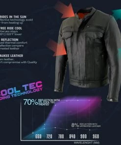 Cool-Tec Jackets Milwaukee Leather MLM1506 Men's 'Cool-Tec' Black Leather Jacket With Utility Pockets