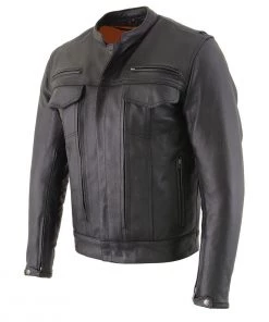 Cool-Tec Jackets Milwaukee Leather MLM1506 Men's'Cool-Tec' Black Leather Jacket With Utility Pockets