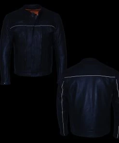 Cool-Tec Jackets Milwaukee Leather MLM1506 Men's'Cool-Tec' Black Leather Jacket With Utility Pockets