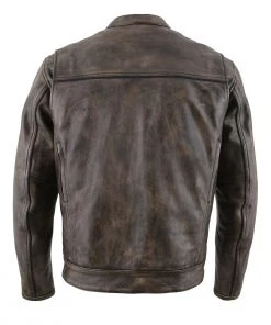 Leather Motorcycle Jackets Milwaukee Leather MLM1508 Men's Distress Brown Leather Jacket With Utility Pockets