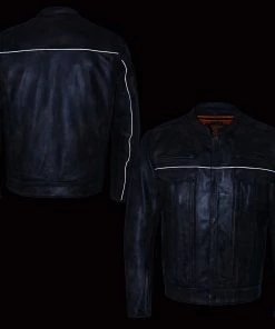 Leather Motorcycle Jackets Milwaukee Leather MLM1508 Men's Distress Brown Leather Jacket With Utility Pockets