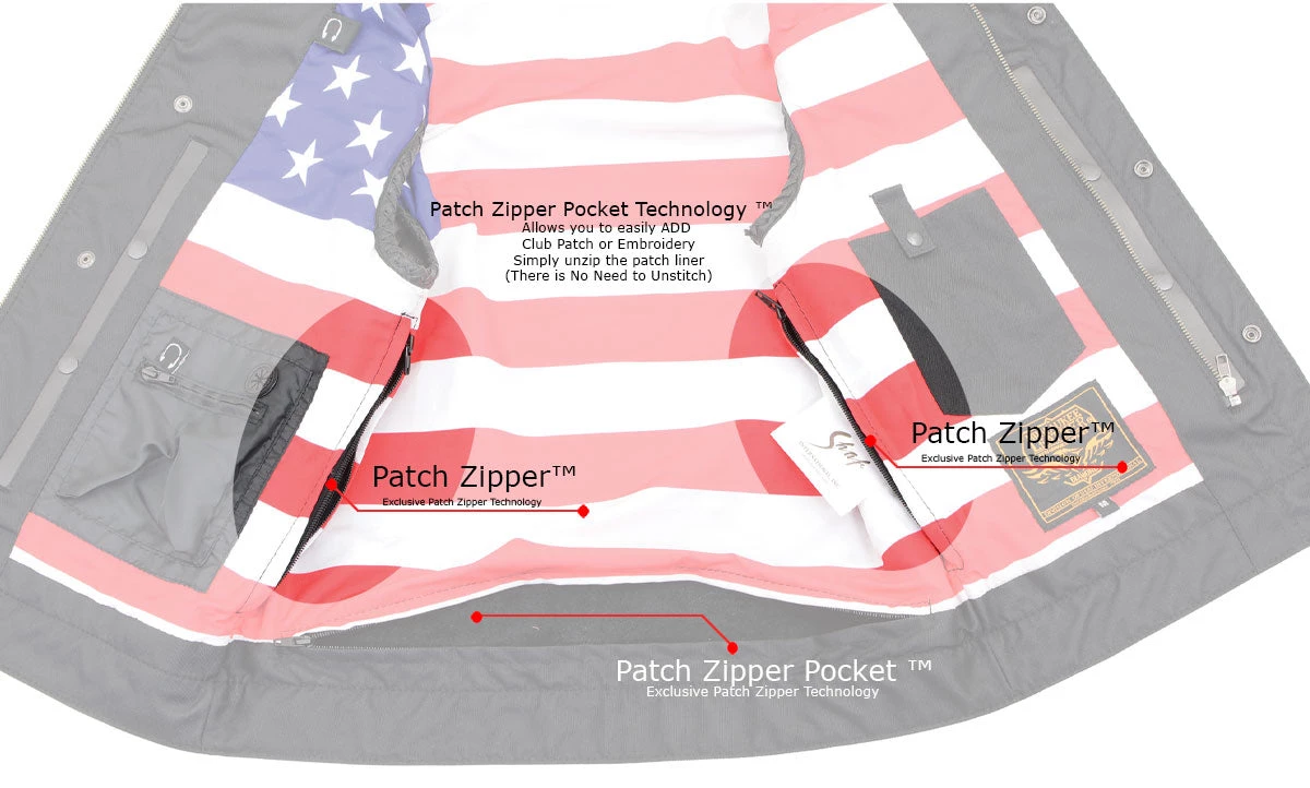 Milwaukee Leather MLM3508 Men’s ‘Old Glory’ Black Leather Vest With Laced Arm Holes