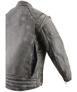 Milwaukee Leather MLM1509 Men's Distressed Brown ‘2 In 1’ Leather Jacket With Zip-Off Sleeves Leather Motorcycle Jackets