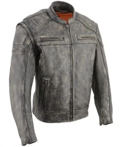 Milwaukee Leather MLM1509 Men's Distressed Brown ‘2 In 1’ Leather Jacket With Zip-Off Sleeves Leather Motorcycle Jackets