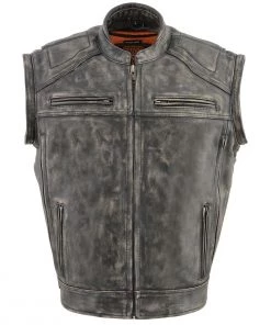 Milwaukee Leather MLM1509 Men's Distressed Brown ‘2 In 1’ Leather Jacket With Zip-Off Sleeves Leather Motorcycle Jackets