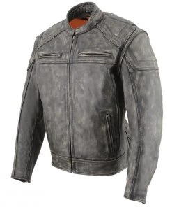 Milwaukee Leather MLM1509 Men's Distressed Brown ‘2 In 1’ Leather Jacket With Zip-Off Sleeves Leather Motorcycle Jackets