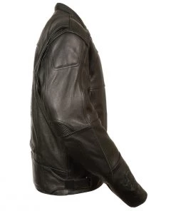 Leather Motorcycle Jackets Milwaukee Leather MLM1510 Men's Black Leather Scooter Jacket With Reflective Skull