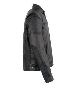 Leather Motorcycle Jackets Milwaukee Leather MLM1513SET Men's Black'Heated' Leather Vented Scooter Jacket (Battery Pack Included)