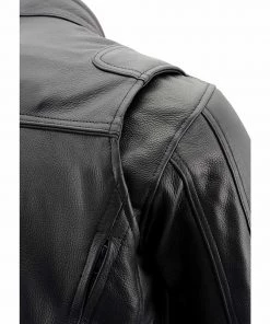 Leather Motorcycle Jackets Milwaukee Leather MLM1513SET Men's Black'Heated' Leather Vented Scooter Jacket (Battery Pack Included)