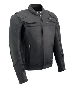 Milwaukee Leather MLM1514SET Men's Black ‘ALL SEASONS’ Leather Jacket With Heated And Cool-Tec Technology