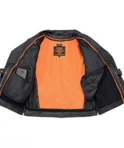 Milwaukee Leather MLM1515 Men's'Triple Stitch' Beltless Black Leather Moto Jacket Leather Motorcycle Jackets