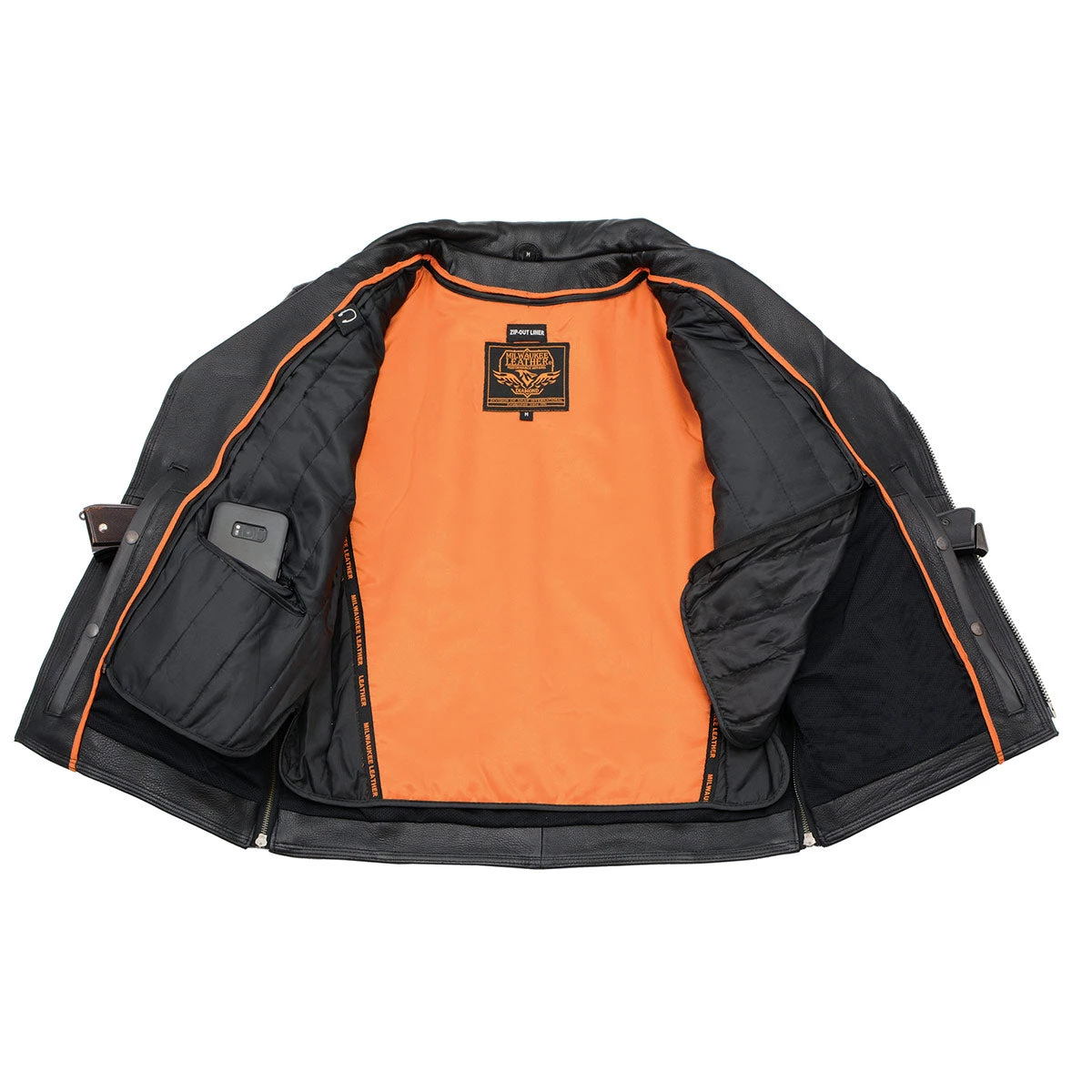 Milwaukee Leather MLM1515 Men's 'Triple Stitch' Beltless Black Leather Moto Jacket Leather Motorcycle Jackets