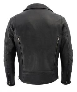 Milwaukee Leather MLM1515 Men's'Triple Stitch' Beltless Black Leather Moto Jacket Leather Motorcycle Jackets