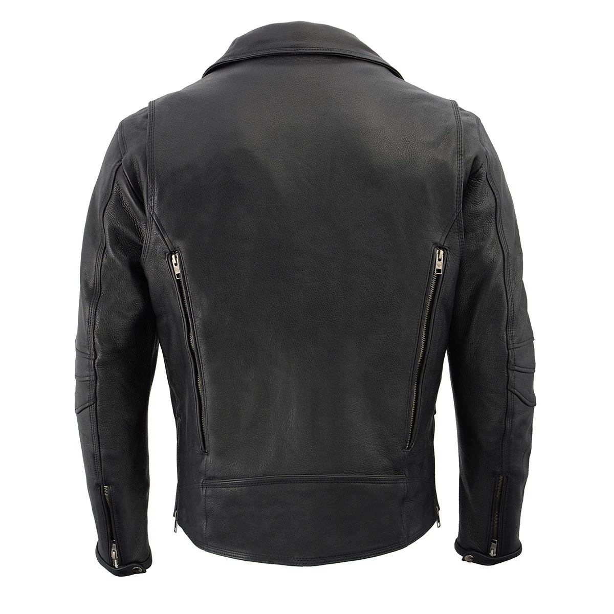Milwaukee Leather MLM1515 Men's 'Triple Stitch' Beltless Black Leather Moto Jacket Leather Motorcycle Jackets