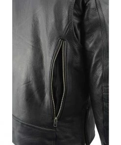 Milwaukee Leather MLM1515 Men's'Triple Stitch' Beltless Black Leather Moto Jacket Leather Motorcycle Jackets