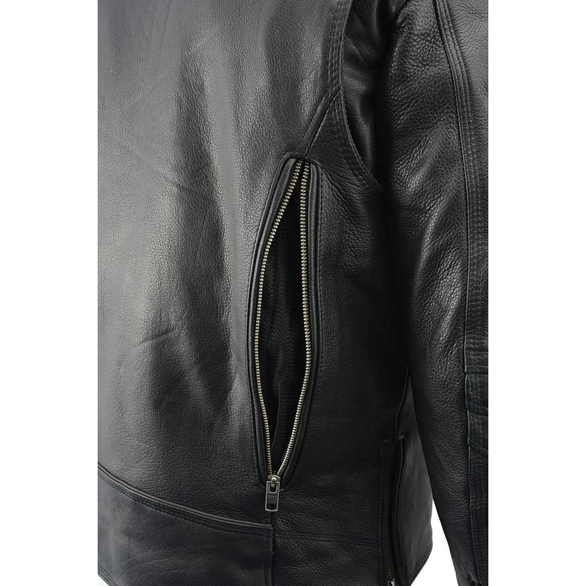 Milwaukee Leather MLM1515 Men's 'Triple Stitch' Beltless Black Leather Moto Jacket Leather Motorcycle Jackets
