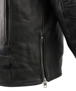 Milwaukee Leather MLM1515 Men's'Triple Stitch' Beltless Black Leather Moto Jacket Leather Motorcycle Jackets