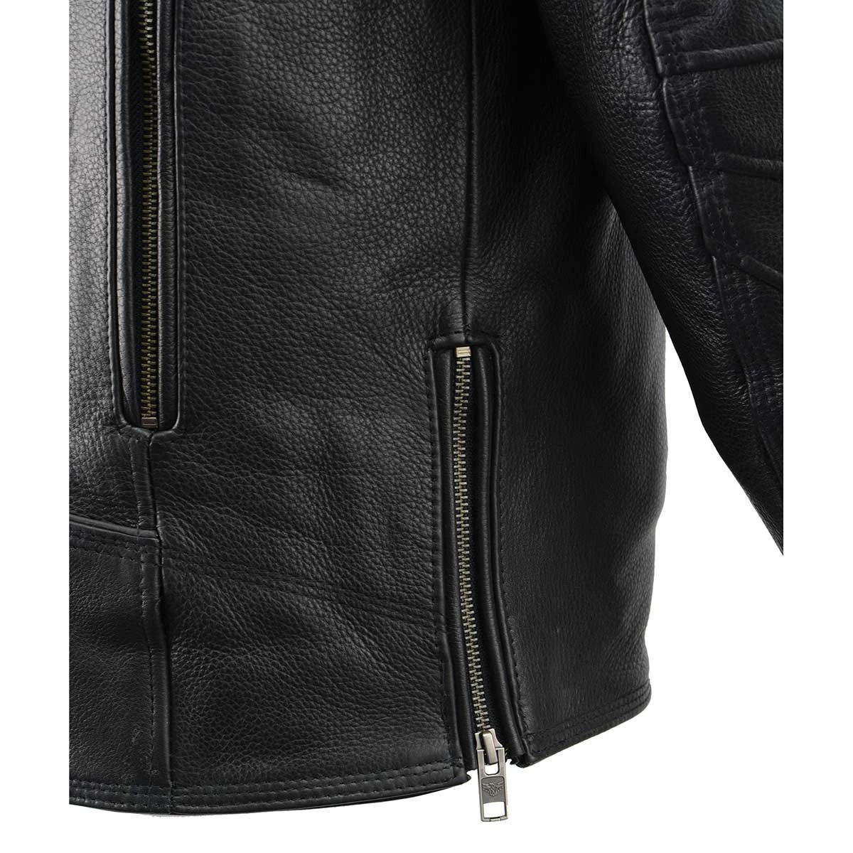 Milwaukee Leather MLM1515 Men's 'Triple Stitch' Beltless Black Leather Moto Jacket Leather Motorcycle Jackets
