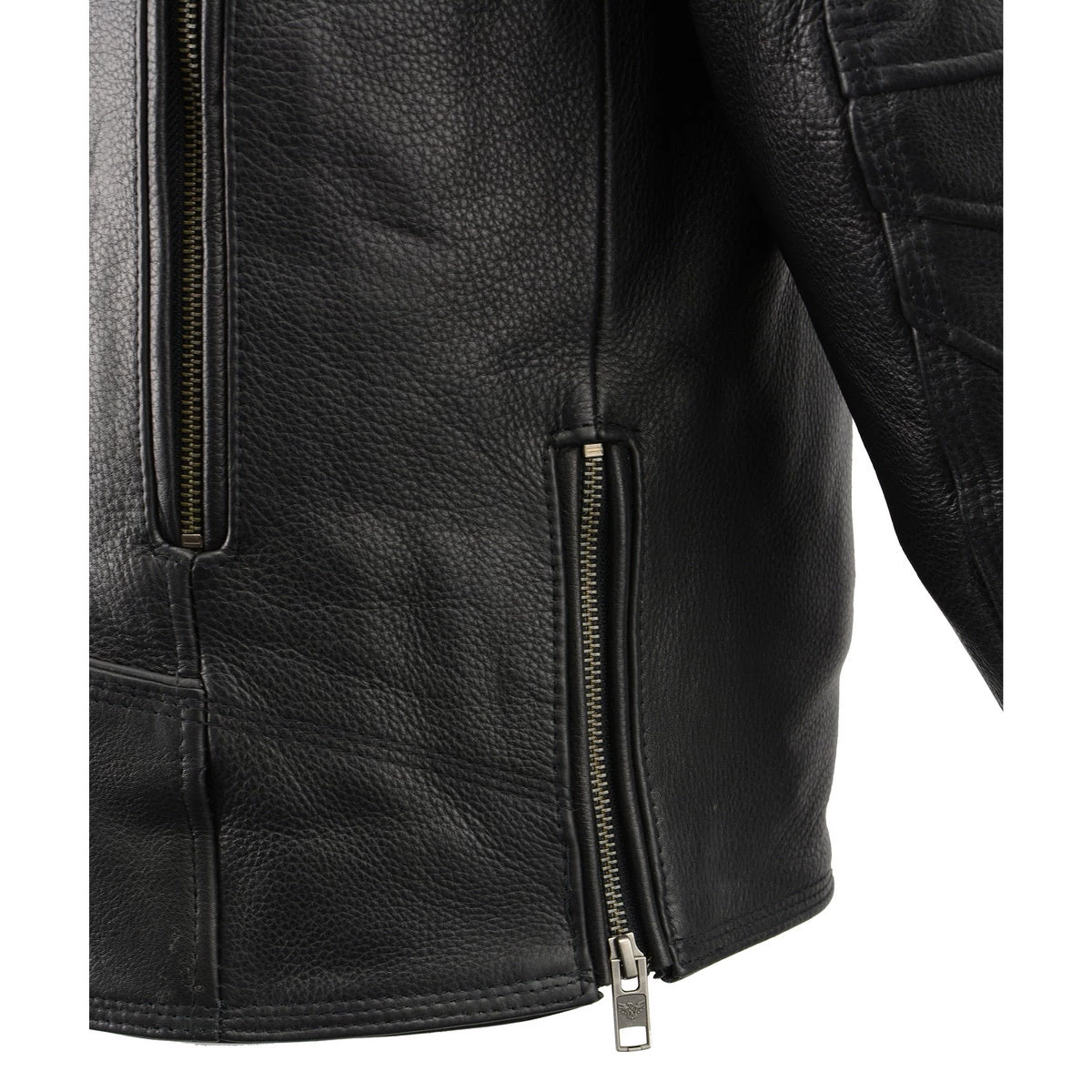 Milwaukee Leather MLM1515 Men's 'Triple Stitch' Beltless Black Leather Moto Jacket Leather Motorcycle Jackets